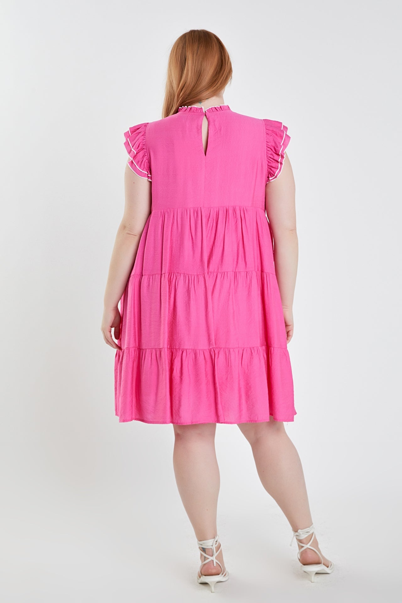 ENGLISH FACTORY - English Factory - Plus Size Contrast Merrow Babydoll Dress - DRESSES available at Objectrare