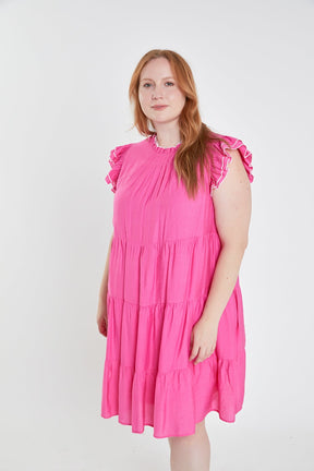 ENGLISH FACTORY - English Factory - Plus Size Contrast Merrow Babydoll Dress - DRESSES available at Objectrare