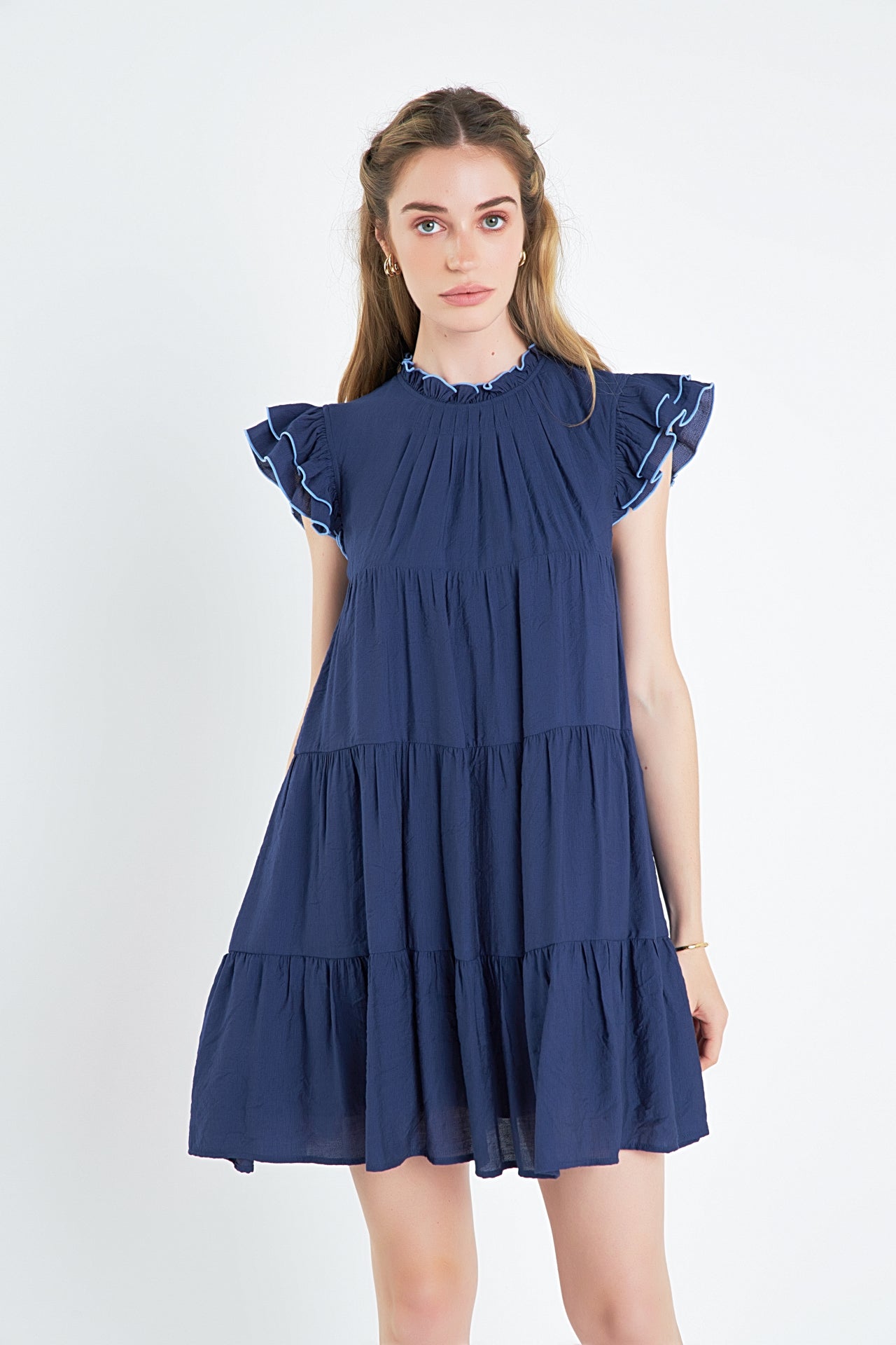 ENGLISH FACTORY - Contrast Merrow Babydoll Dress - DRESSES available at Objectrare
