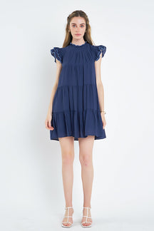 ENGLISH FACTORY - Contrast Merrow Babydoll Dress - DRESSES available at Objectrare