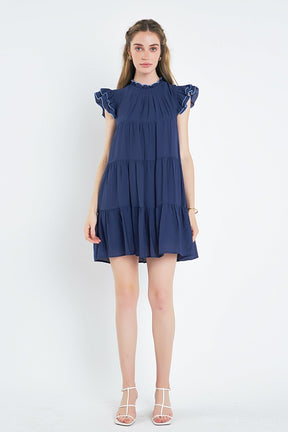 ENGLISH FACTORY - Contrast Merrow Babydoll Dress - DRESSES available at Objectrare