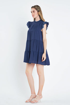 ENGLISH FACTORY - English Factory - Contrast Merrow Babydoll Dress - DRESSES available at Objectrare