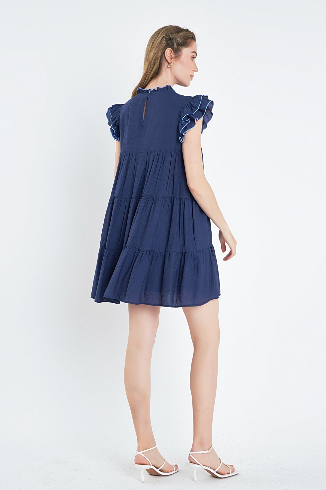 ENGLISH FACTORY - Contrast Merrow Babydoll Dress - DRESSES available at Objectrare
