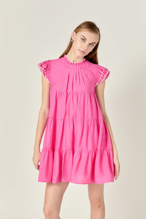 ENGLISH FACTORY - Contrast Merrow Babydoll Dress - DRESSES available at Objectrare