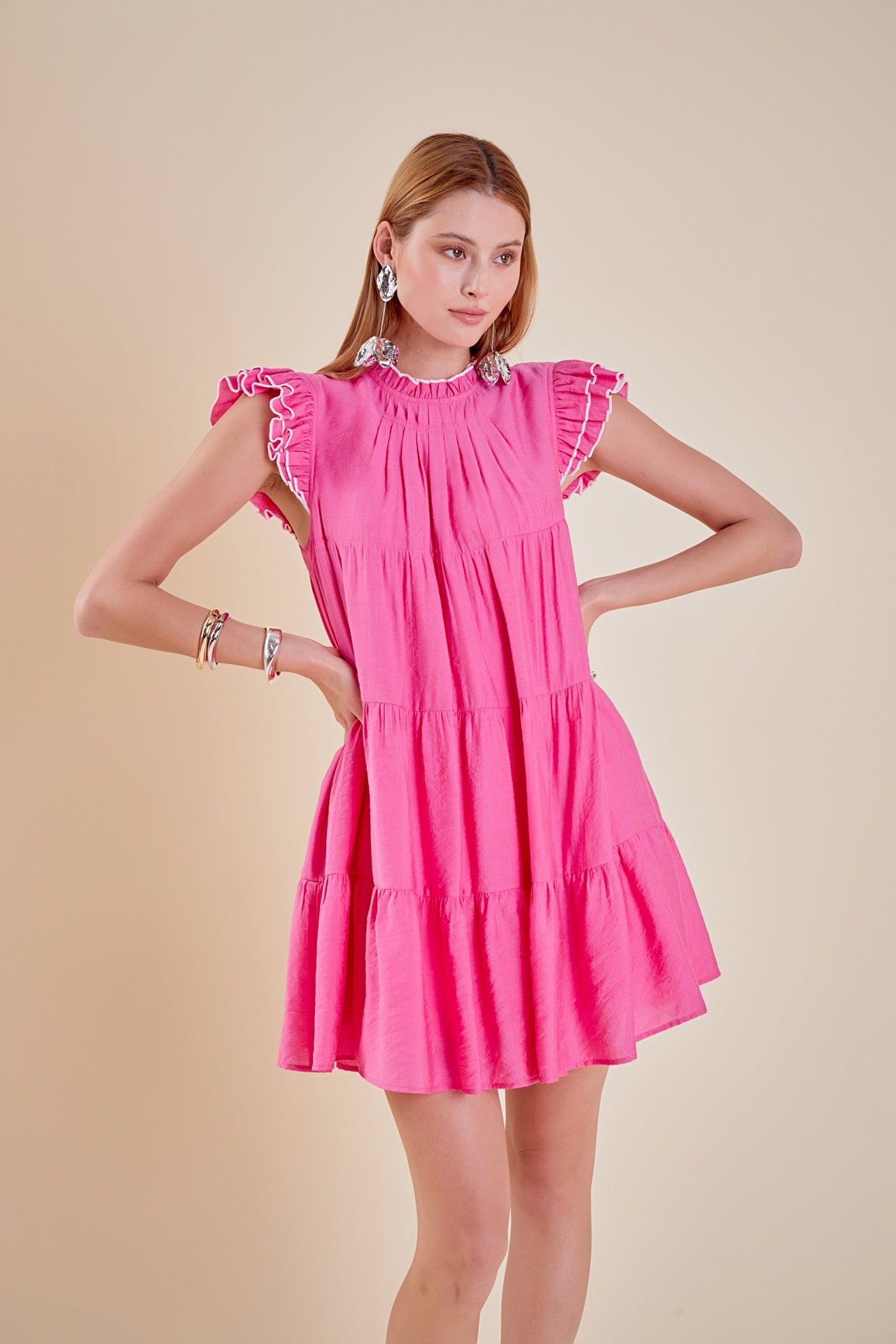 ENGLISH FACTORY - Contrast Merrow Babydoll Dress - DRESSES available at Objectrare