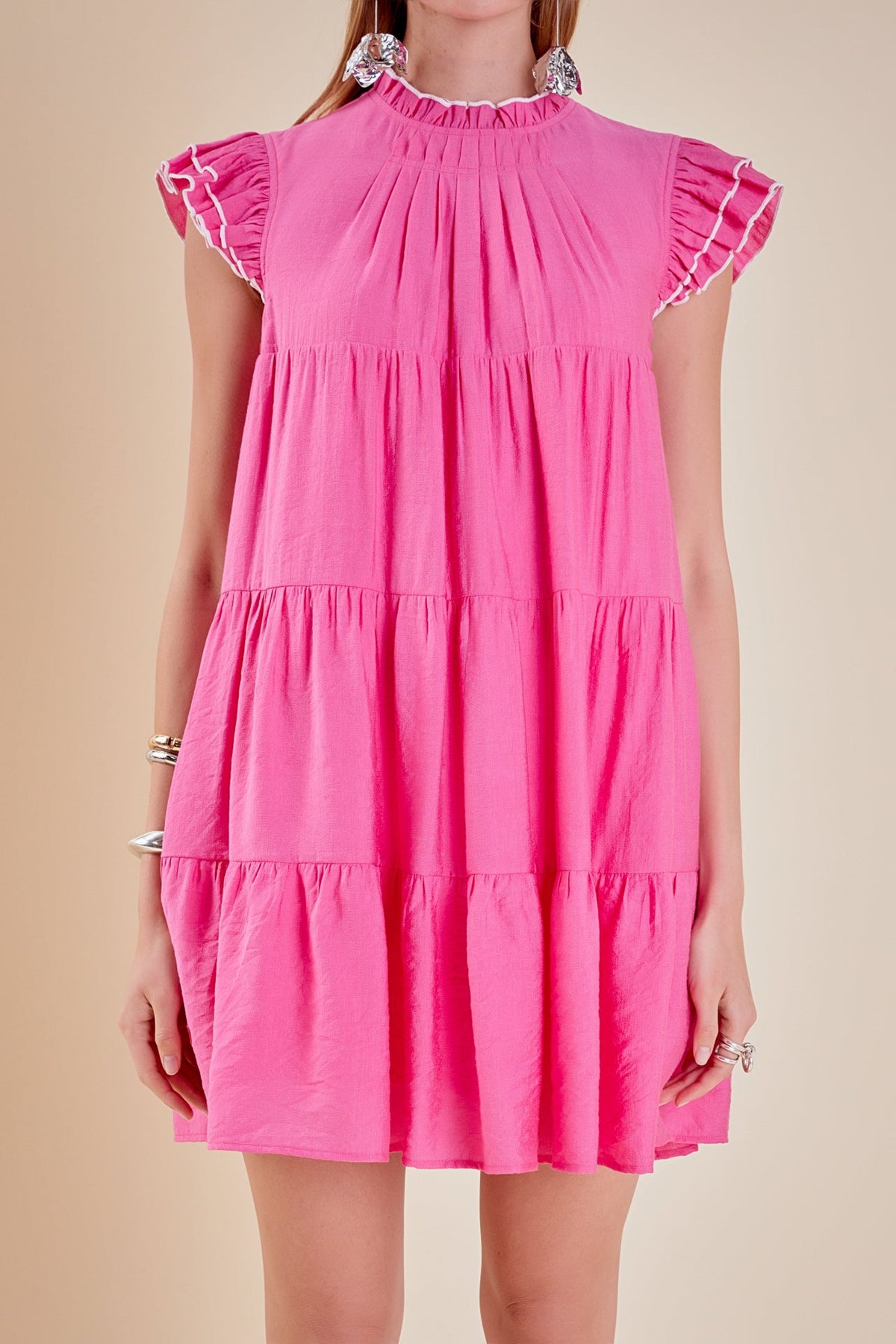 ENGLISH FACTORY - Contrast Merrow Babydoll Dress - DRESSES available at Objectrare