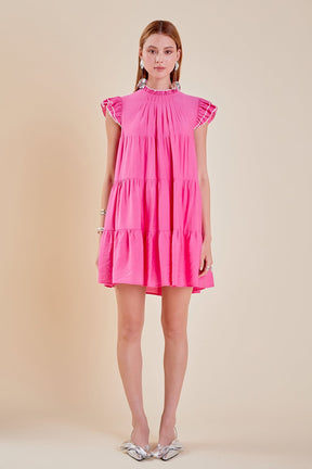 ENGLISH FACTORY - Contrast Merrow Babydoll Dress - DRESSES available at Objectrare