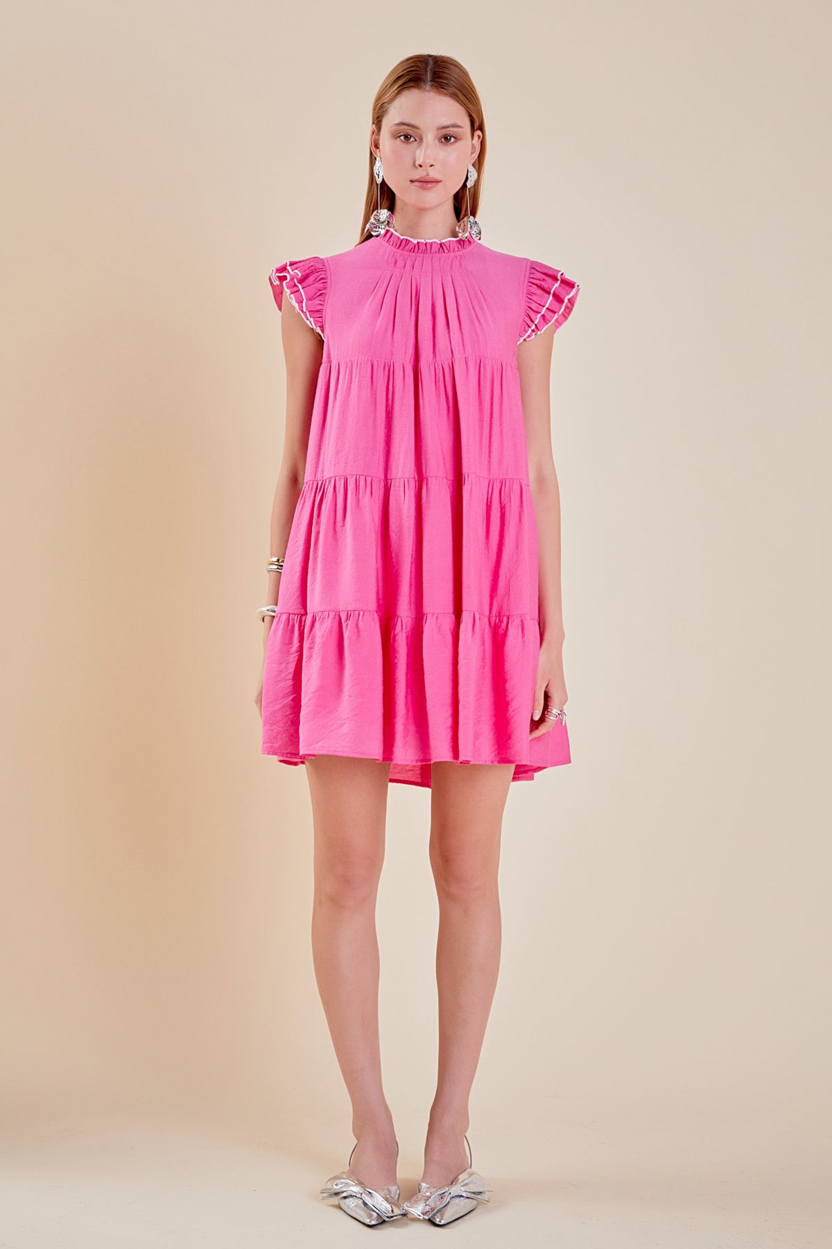 ENGLISH FACTORY - Contrast Merrow Babydoll Dress - DRESSES available at Objectrare