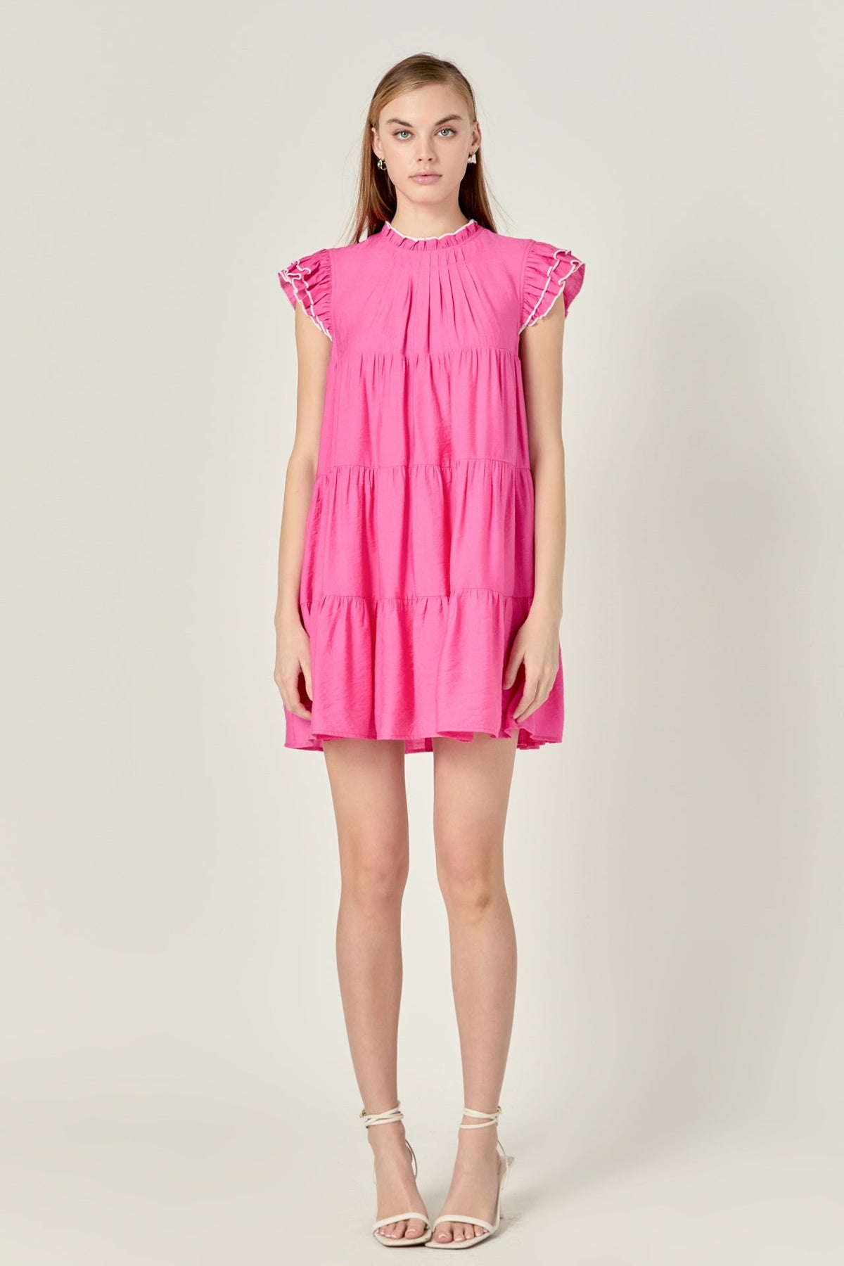 ENGLISH FACTORY - Contrast Merrow Babydoll Dress - DRESSES available at Objectrare