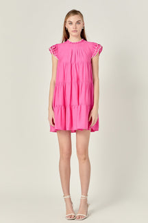 ENGLISH FACTORY - Contrast Merrow Babydoll Dress - DRESSES available at Objectrare