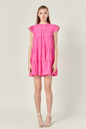 ENGLISH FACTORY - Contrast Merrow Babydoll Dress - DRESSES available at Objectrare