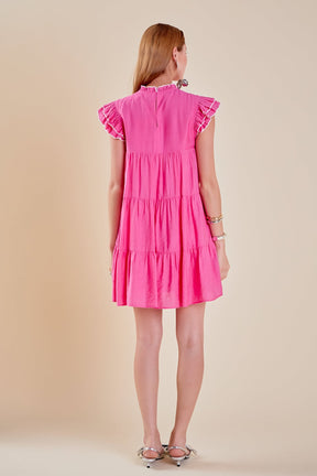 ENGLISH FACTORY - Contrast Merrow Babydoll Dress - DRESSES available at Objectrare