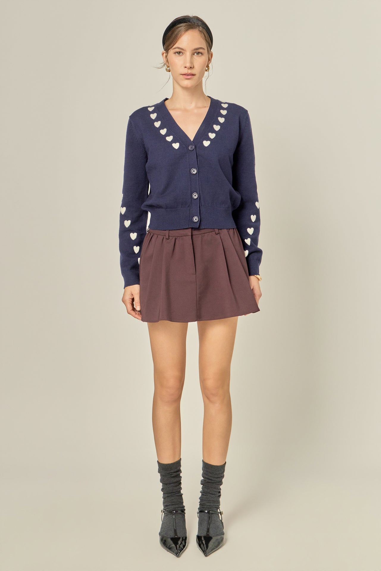 ENGLISH FACTORY - Heart Accent Knit Cardigan - SWEATERS & KNITS available at Objectrare