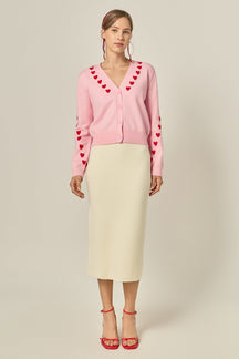ENGLISH FACTORY - Heart Accent Knit Cardigan - SWEATERS & KNITS available at Objectrare
