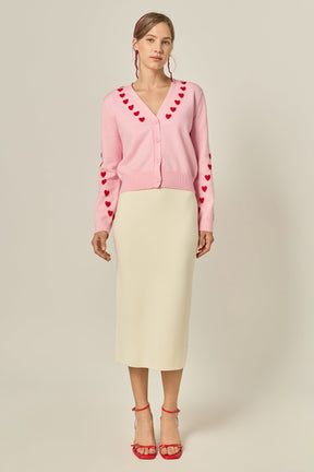 ENGLISH FACTORY - Heart Accent Knit Cardigan - SWEATERS & KNITS available at Objectrare