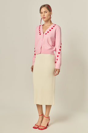 ENGLISH FACTORY - Heart Accent Knit Cardigan - SWEATERS & KNITS available at Objectrare