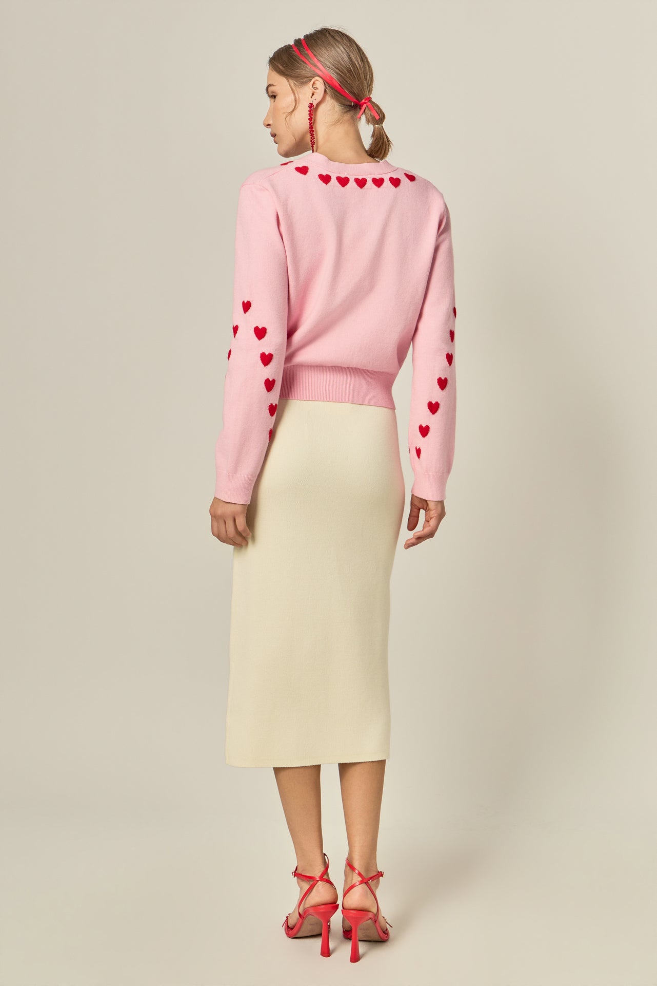 ENGLISH FACTORY - Heart Accent Knit Cardigan - SWEATERS & KNITS available at Objectrare