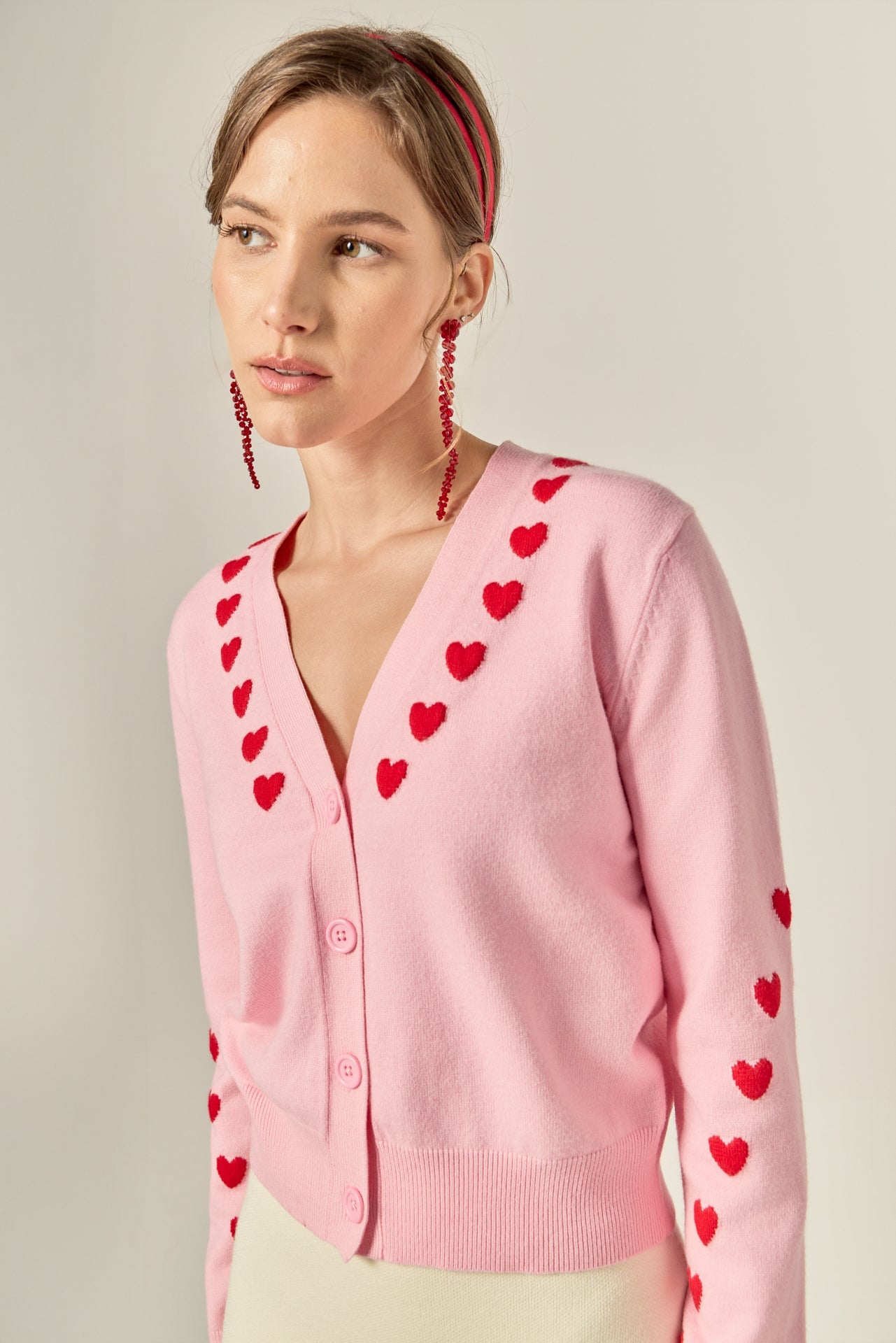 ENGLISH FACTORY - Heart Accent Knit Cardigan - SWEATERS & KNITS available at Objectrare