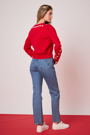 ENGLISH FACTORY - Heart Contrast Knit Cardigan - SWEATERS & KNITS available at Objectrare