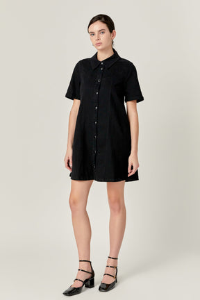ENGLISH FACTORY - Washed Denim Mini Dress - DRESSES available at Objectrare