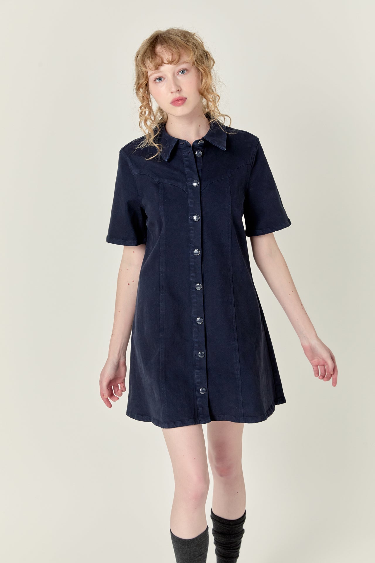 ENGLISH FACTORY - English Factory - Washed Denim Mini Dress - DRESSES available at Objectrare