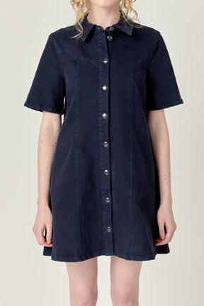 ENGLISH FACTORY - Washed Denim Mini Dress - DRESSES available at Objectrare