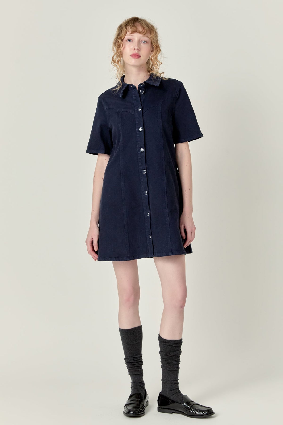 ENGLISH FACTORY - English Factory - Washed Denim Mini Dress - DRESSES available at Objectrare