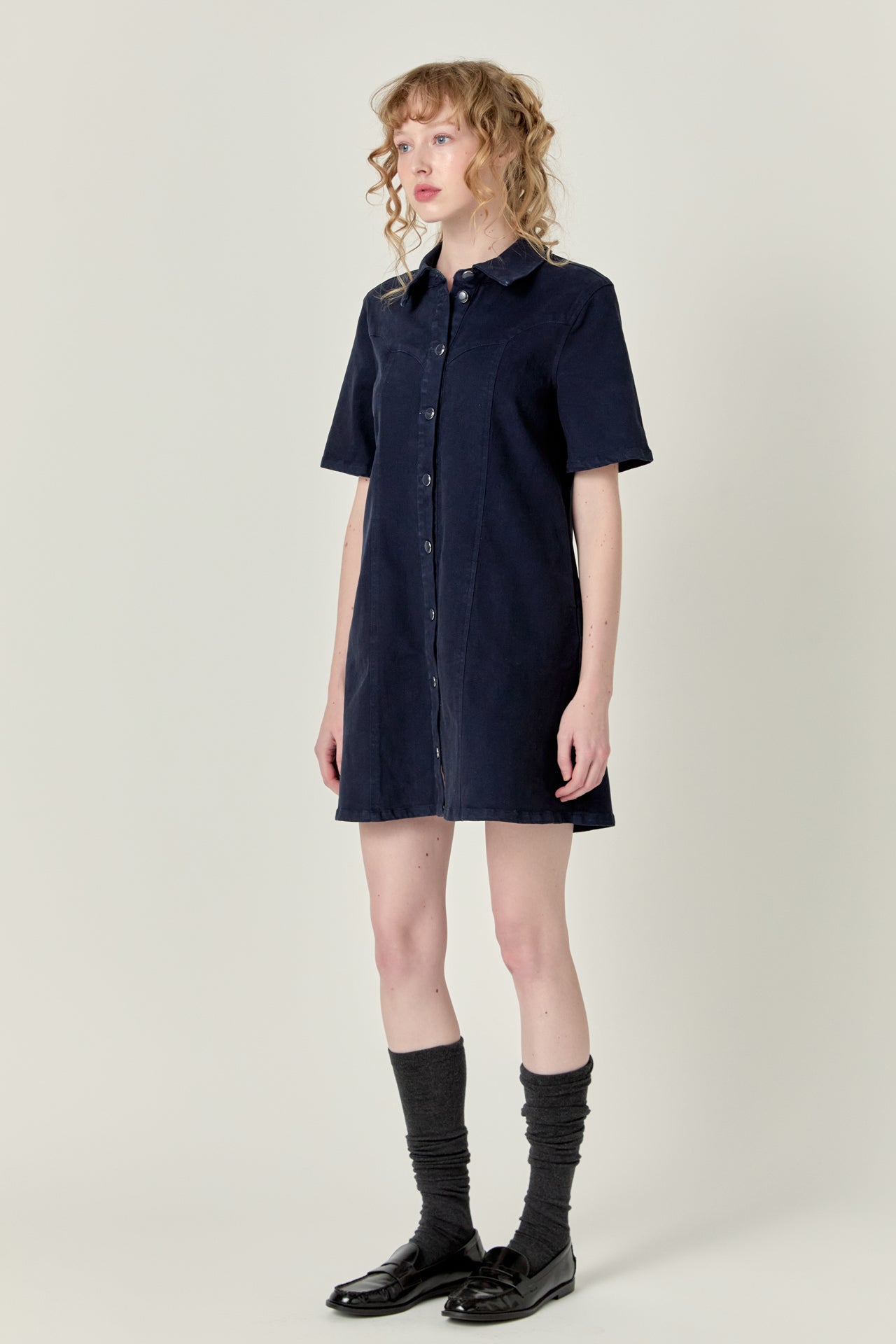 ENGLISH FACTORY - Washed Denim Mini Dress - DRESSES available at Objectrare