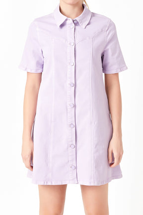 ENGLISH FACTORY - Washed Denim Mini Dress - DRESSES available at Objectrare