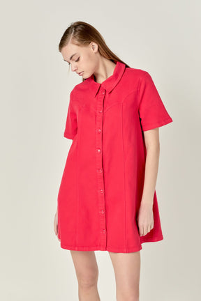 ENGLISH FACTORY - Washed Denim Mini Dress - DRESSES available at Objectrare