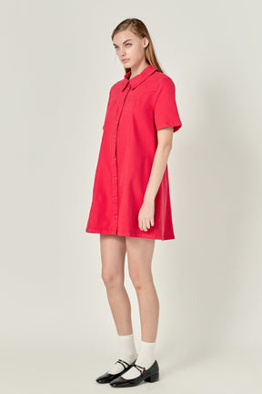 ENGLISH FACTORY - Washed Denim Mini Dress - DRESSES available at Objectrare