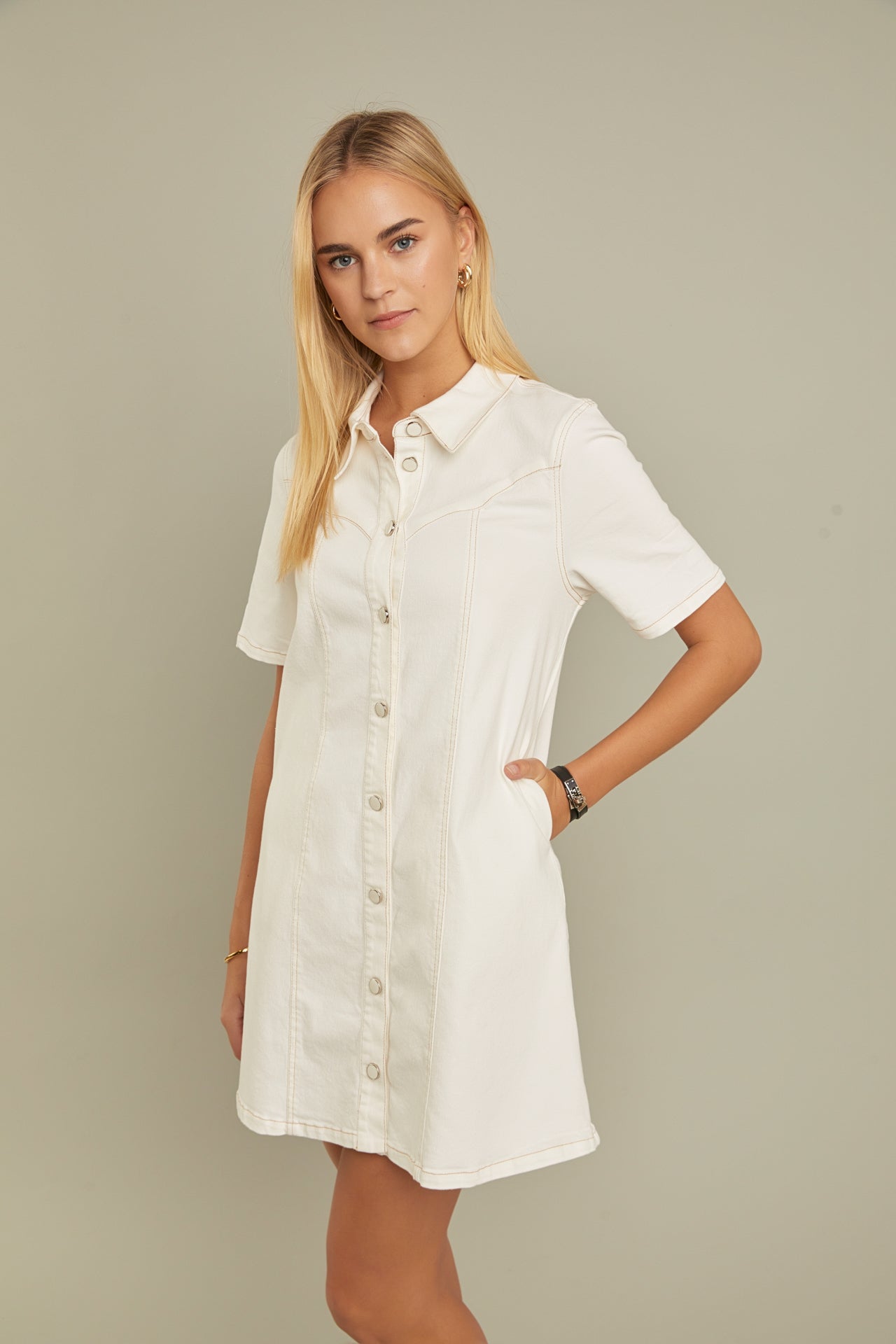 ENGLISH FACTORY - Washed Denim Mini Dress - DRESSES available at Objectrare