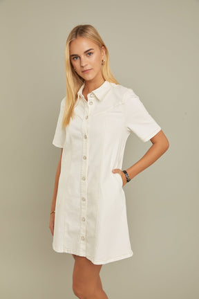 ENGLISH FACTORY - Washed Denim Mini Dress - DRESSES available at Objectrare