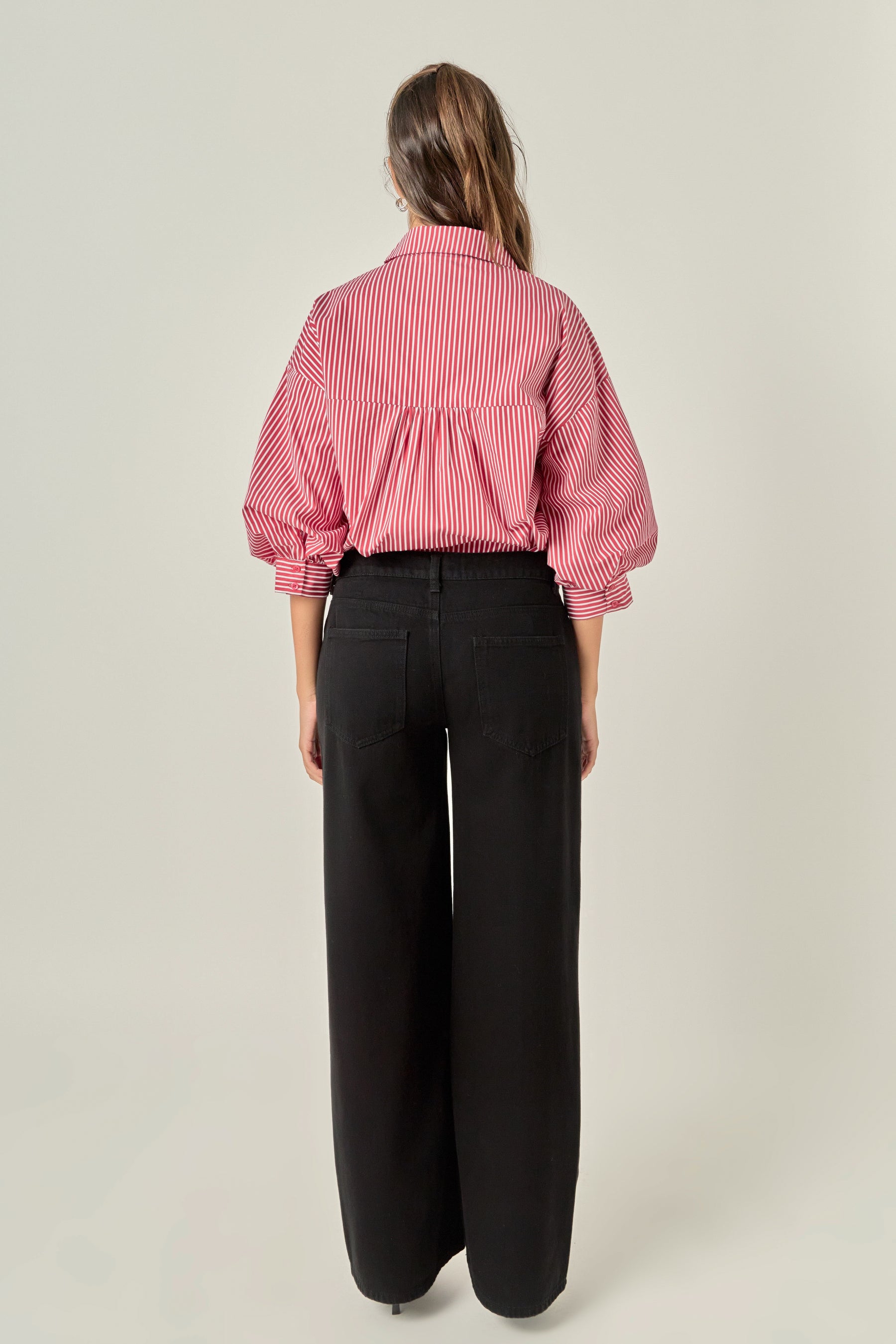 Striped Balloon Sleeve Shirt