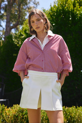 ENGLISH FACTORY - Striped Balloon Sleeve Shirt - BLOUSES available at Objectrare
