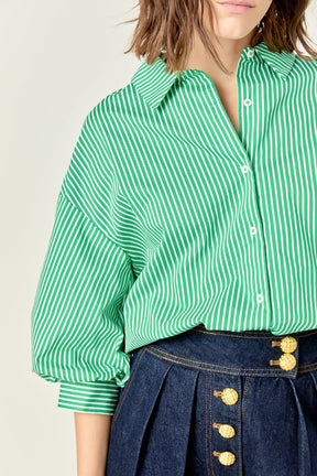 Striped Balloon Sleeve Shirt