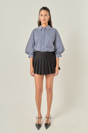 Striped Balloon Sleeve Shirt