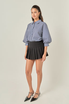 Striped Balloon Sleeve Shirt