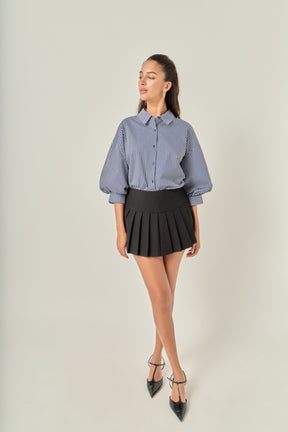 Striped Balloon Sleeve Shirt