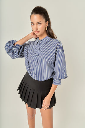Striped Balloon Sleeve Shirt