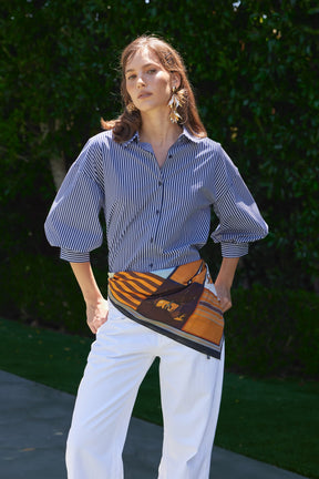 ENGLISH FACTORY - Striped Balloon Sleeve Shirt - BLOUSES available at Objectrare