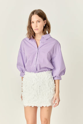 Striped Balloon Sleeve Shirt