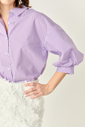 ENGLISH FACTORY - English Factory - Striped Balloon Sleeve Shirt - SHIRTS & BLOUSES available at Objectrare