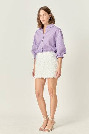 ENGLISH FACTORY - Striped Balloon Sleeve Shirt - BLOUSES available at Objectrare
