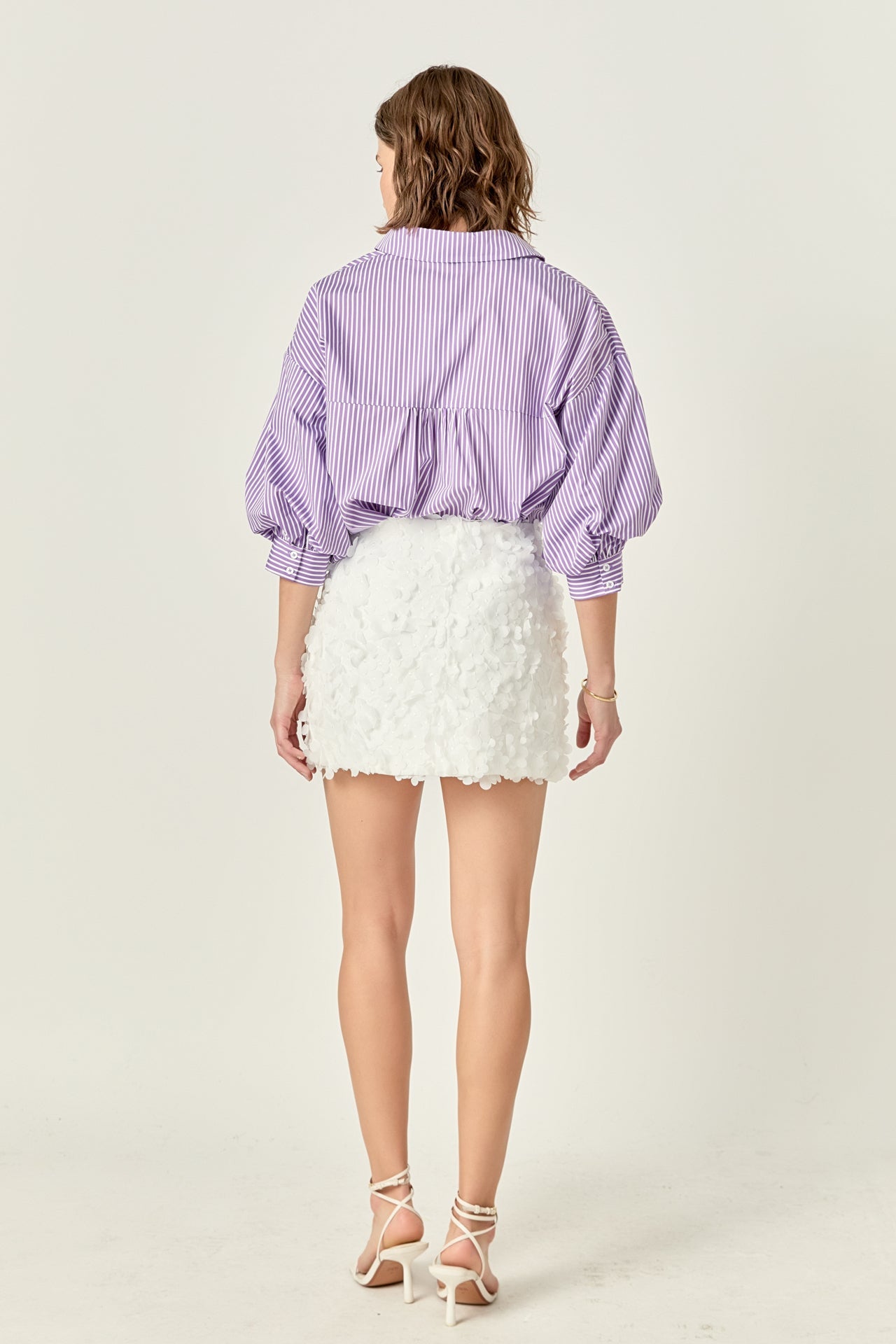 Striped Balloon Sleeve Shirt