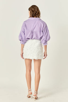 Striped Balloon Sleeve Shirt