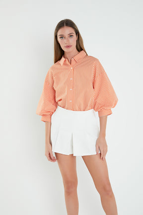 ENGLISH FACTORY - Striped Balloon Sleeve Shirt - SHIRTS & BLOUSES available at Objectrare