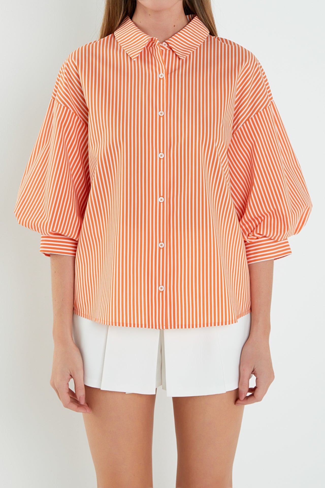 Striped Balloon Sleeve Shirt