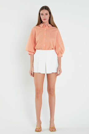 Striped Balloon Sleeve Shirt