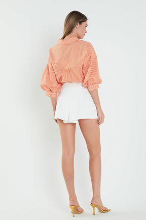 Striped Balloon Sleeve Shirt